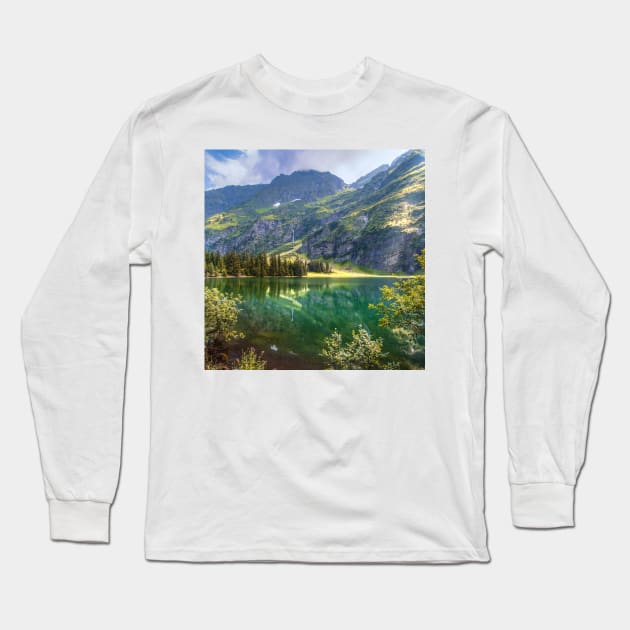 Mountain Print, Canadian Wall Art, Landscape Photography, Teal Decor, Mountain Lake Photography Long Sleeve T-Shirt by Nature-Arts